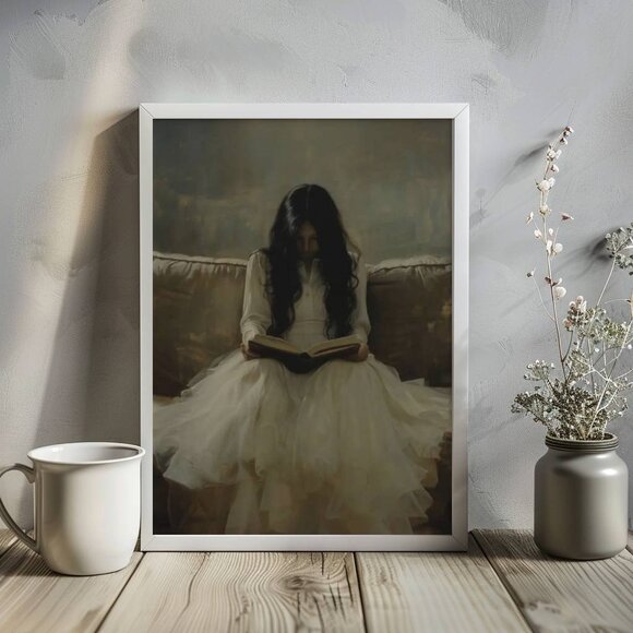 Original Dark Literary Art Print + Digital Copy, Vintage White Dress - Picture 1 of 10